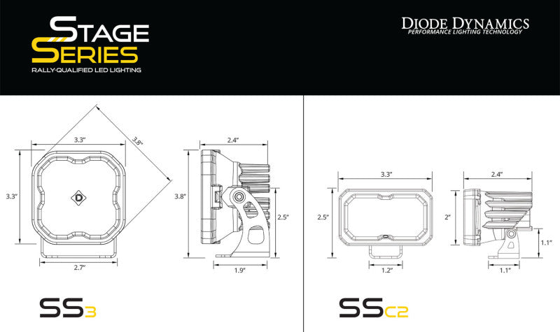 19-23 Ford Ranger Diode Dynamics DD6587 Stage Series 2in LED Ditch Light Kit Sport - White Combo