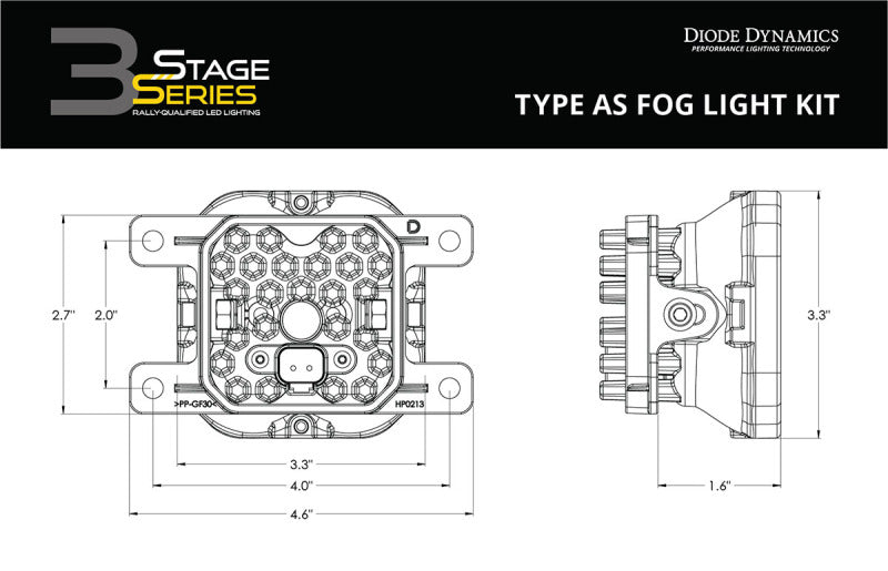 21-25 Ford Bronco Diode Dynamics DD6991 SS3 Pro Type AS Kit ABL - White SAE Fog