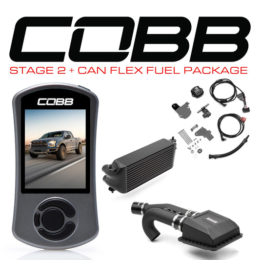 COBB Tuning 0050S20BK-TCM-FF Stage 2 + CAN Flex Fuel Power Package Black (Factory Location Intercooler) with TCM for 17-20 Ford F-150 Raptor Ecoboost