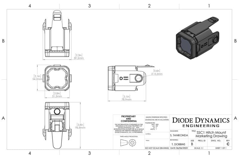 22-24 Ford Maverick Diode Dynamics DD7766 C1 Sport HitchMount LED Pod Reverse Kit